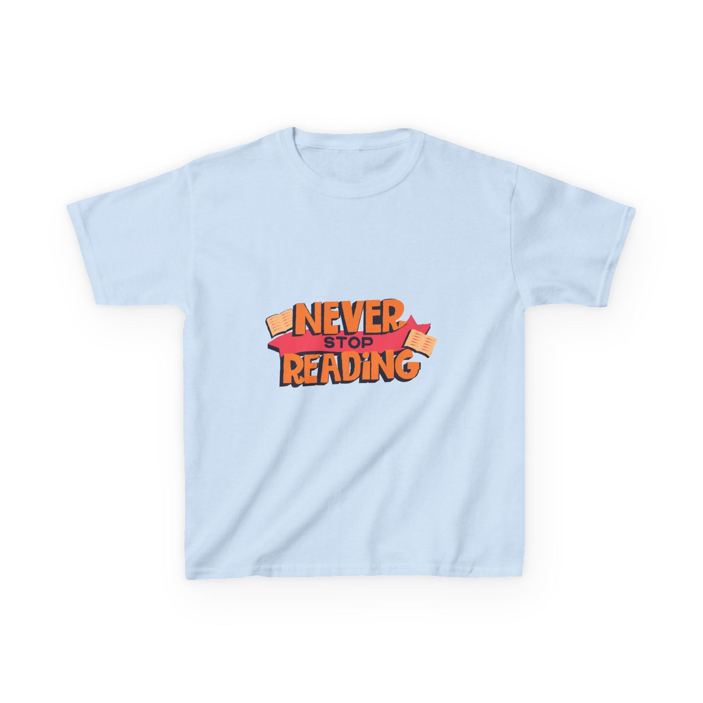 Kids 'Never Stop Reading' Heavy Cotton T-Shirt | Perfect Gift for Young Book Lovers