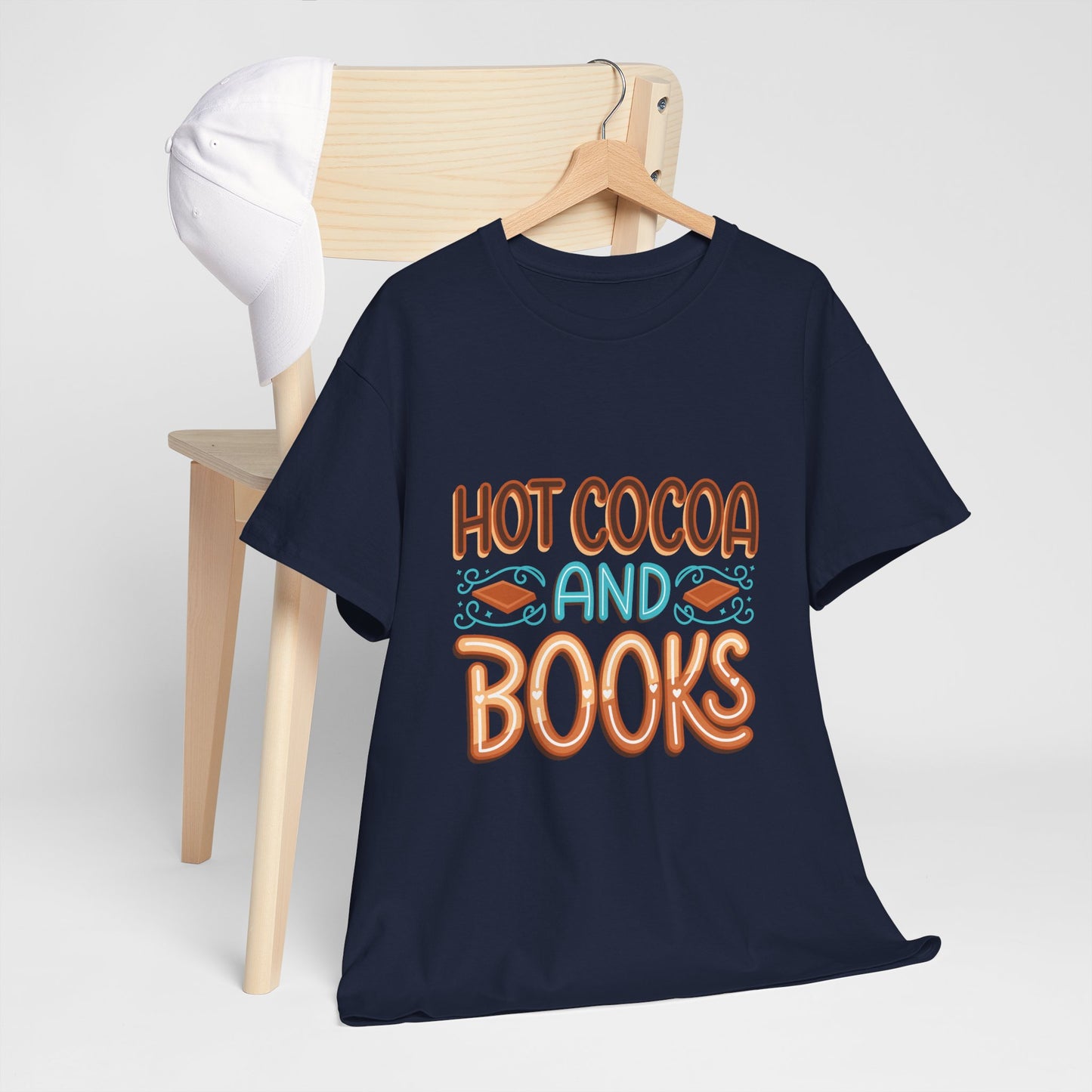 Hot Cocoa and Books Unisex Heavy Cotton T-Shirt