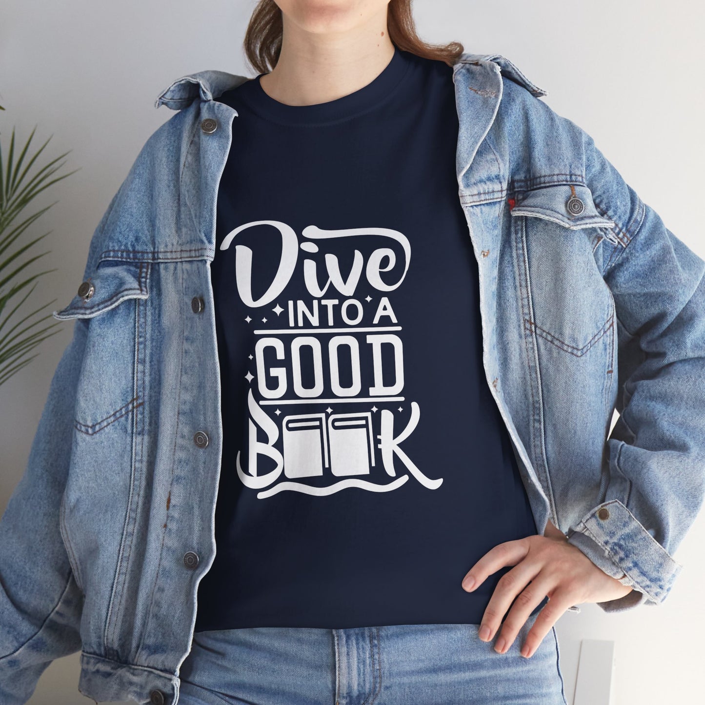 Dive Into a Good Book Unisex Heavy Cotton T-Shirt - Perfect Gift for Book Lovers