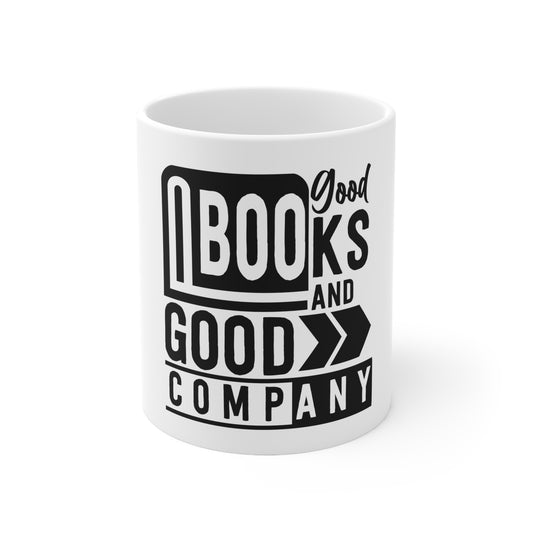 Books and Good Company Ceramic Coffee Cups - Perfect for Book Lovers, 11oz & 15oz