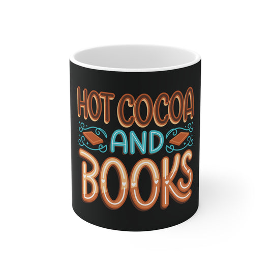 Hot Cocoa and Books Ceramic Coffee Cup - Perfect for Cozy Reading Nooks and Winter Moments