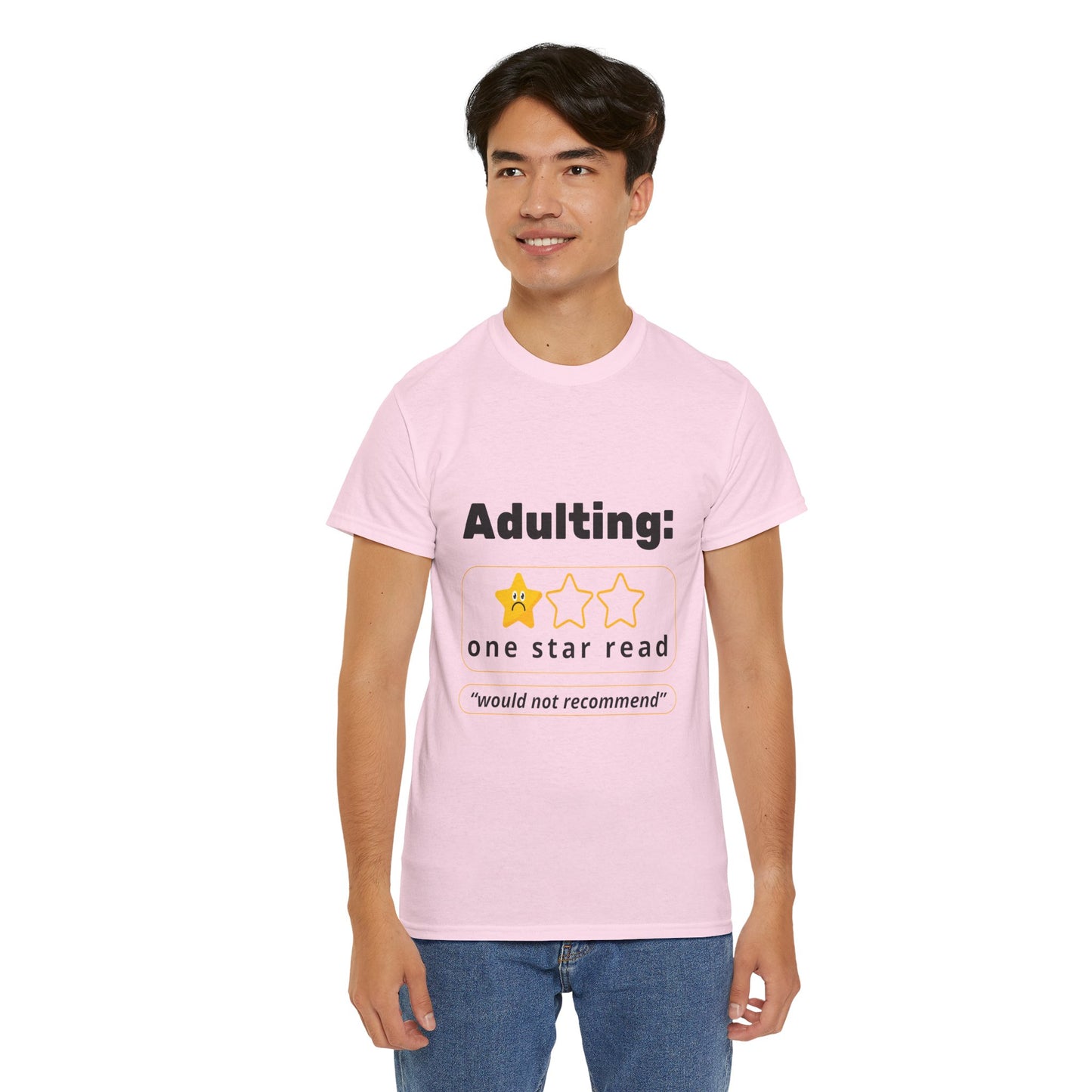 Funny Unisex Heavy Cotton T-Shirt - 'Adulting: One Star Read' Graphic T-Shirt