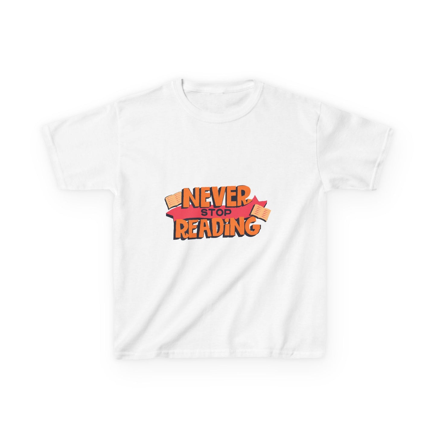 Kids 'Never Stop Reading' Heavy Cotton T-Shirt | Perfect Gift for Young Book Lovers