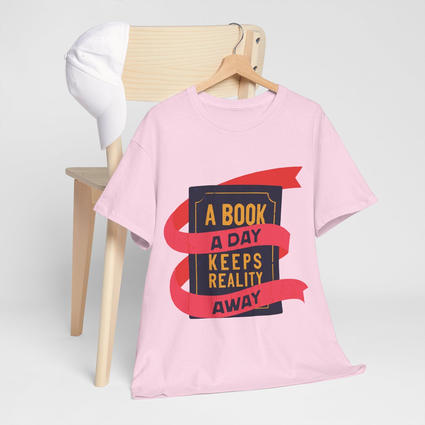 Unisex "A Book a Day Keeps Reality Away" Heavy Cotton T-Shirt - Perfect Gift for Readers